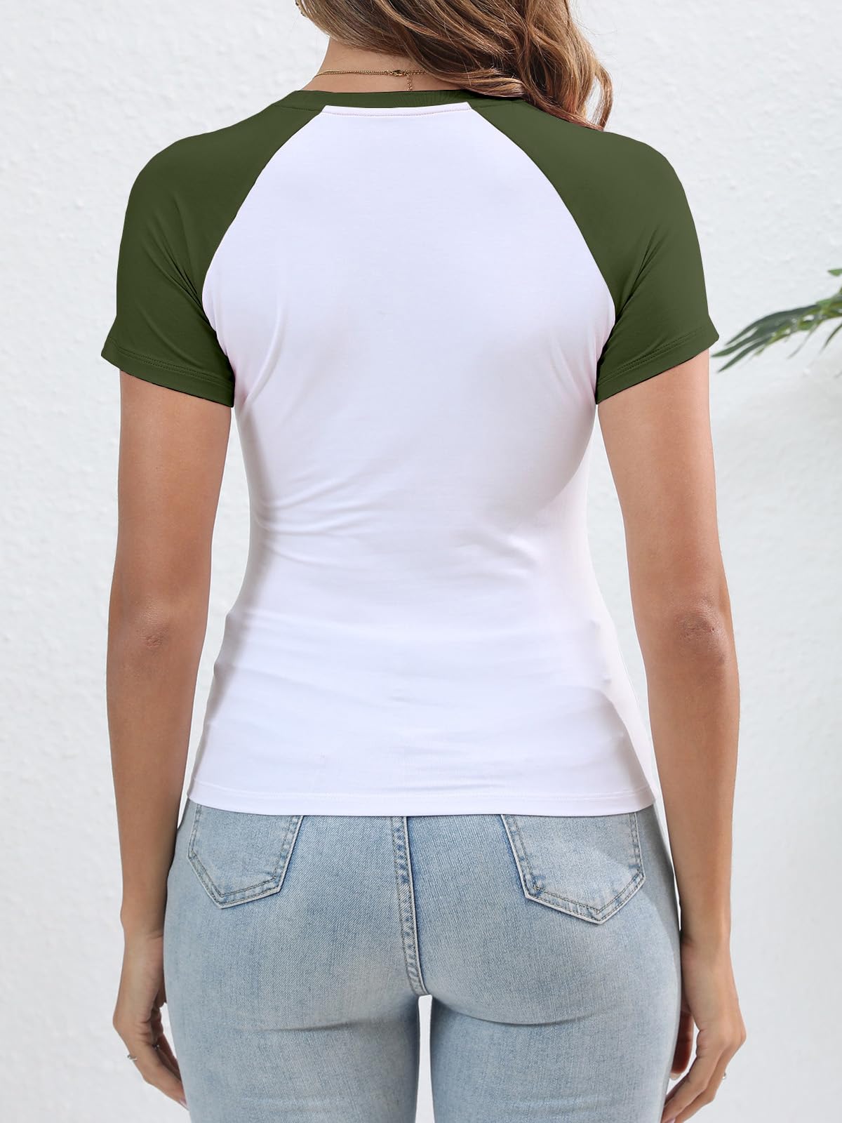 Women's Y2K Basic Shirts Short Sleeve Crewneck Slim Fit Stretchy Slightly Crop Top