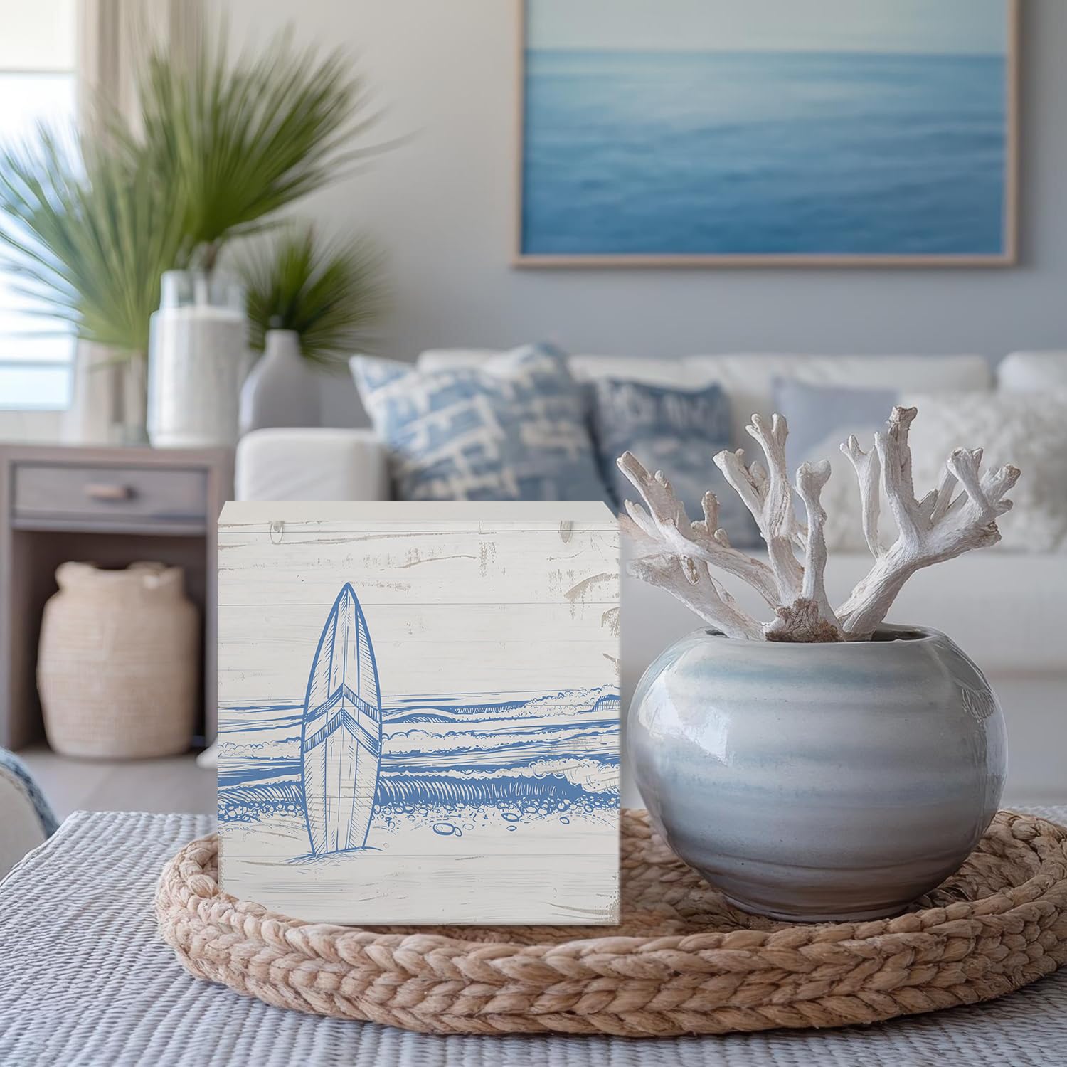 Coquette Pink Bow Champagne Wooden Box Sign, 5x5 Inch