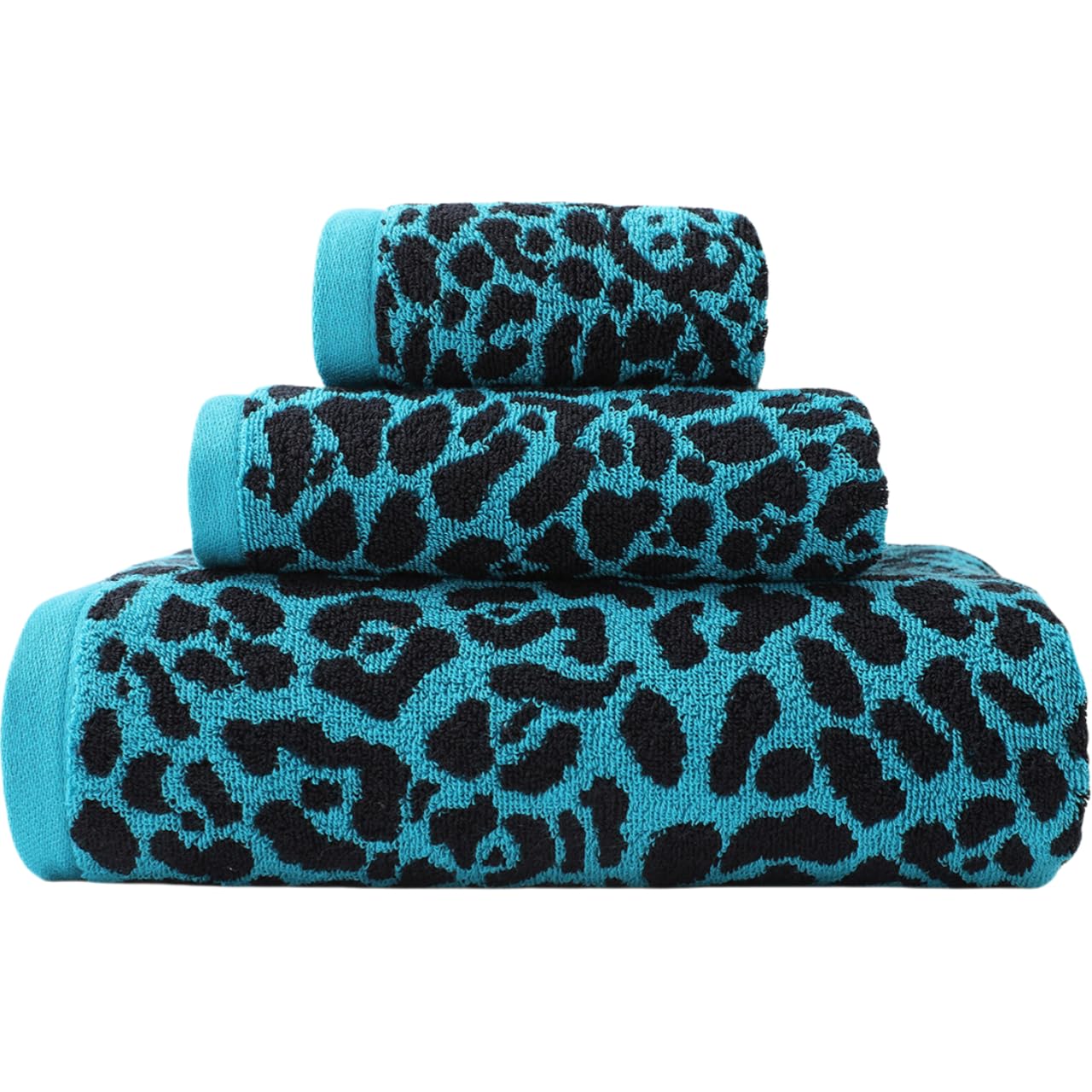 Premium 3 Piece Leopard Bath Towel Set / 1 Bath Towel 1 Hand Towel 1 Washcloth, Quick-Drying, 100% Cotton