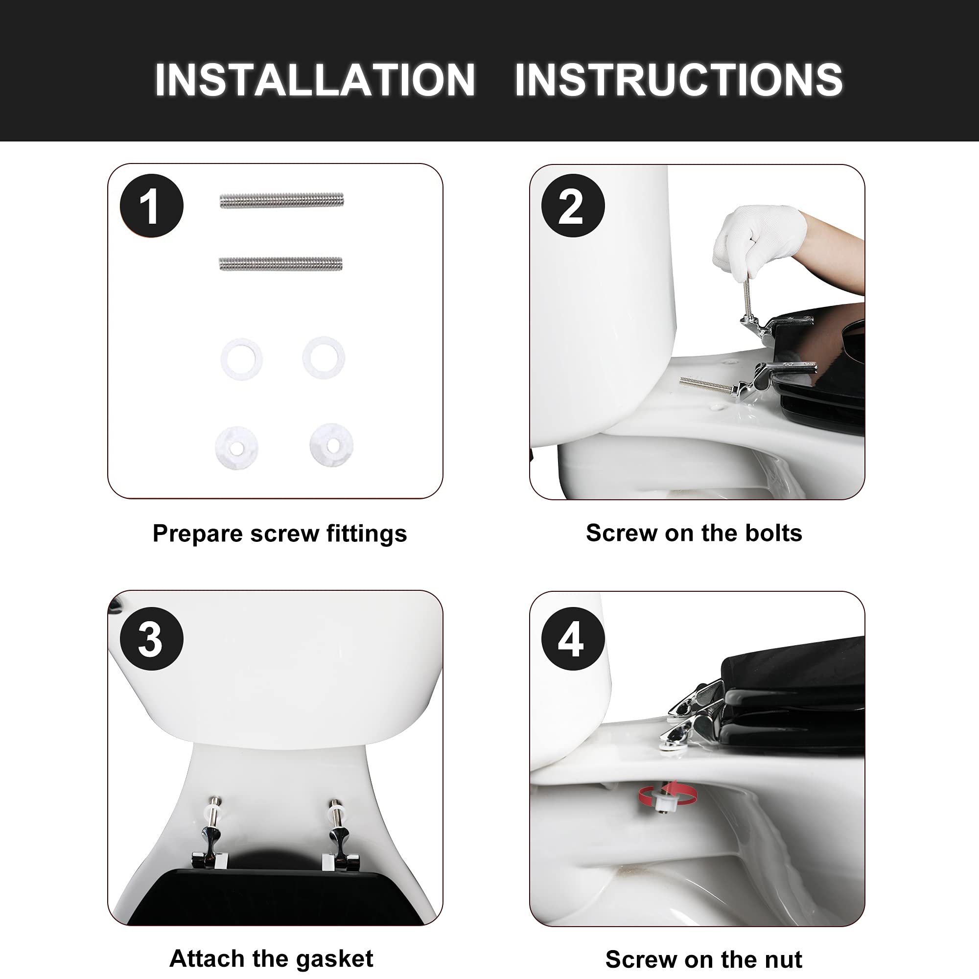 Round Toilet Seat Natural Wood Toilet Seat with Zinc Alloy Hinges, Easy to Install also Easy to Clean, Scratch Resistant