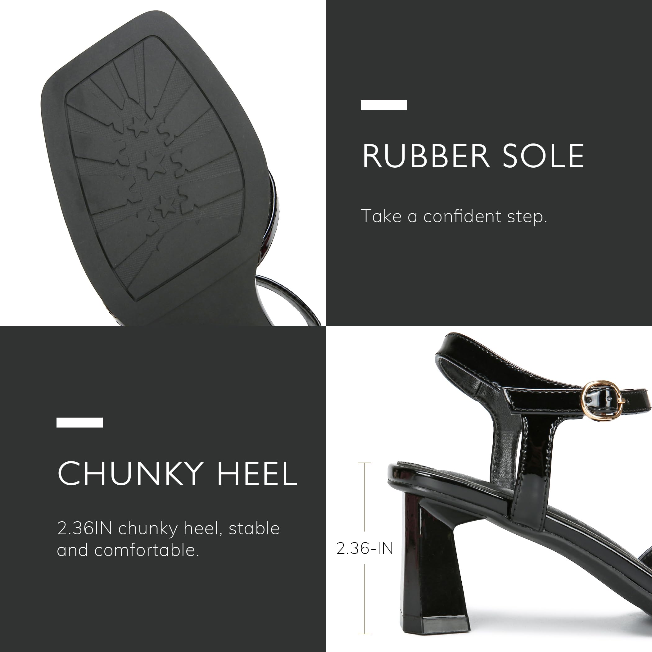 High Heels for Women Bow Block Chunky Heels Square Open Toe Sandals Strappy Heels