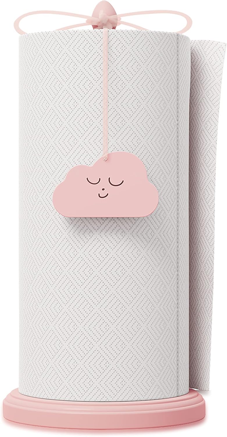 Cute Pink Paper Towel Holder with Beer Bottle Opener â€?Beech Wood Kitchen Accessory, Windproof Design for Outdoor Use Also