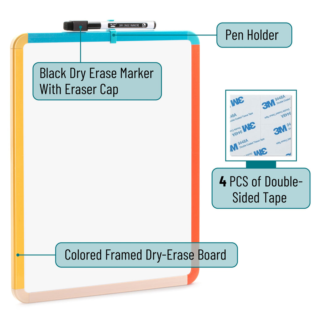 Dry Erase Board, 14â€?x 11â€?with a Black Dry Erase Marker Color Frame, Small White Board Dry Erase Whiteboard