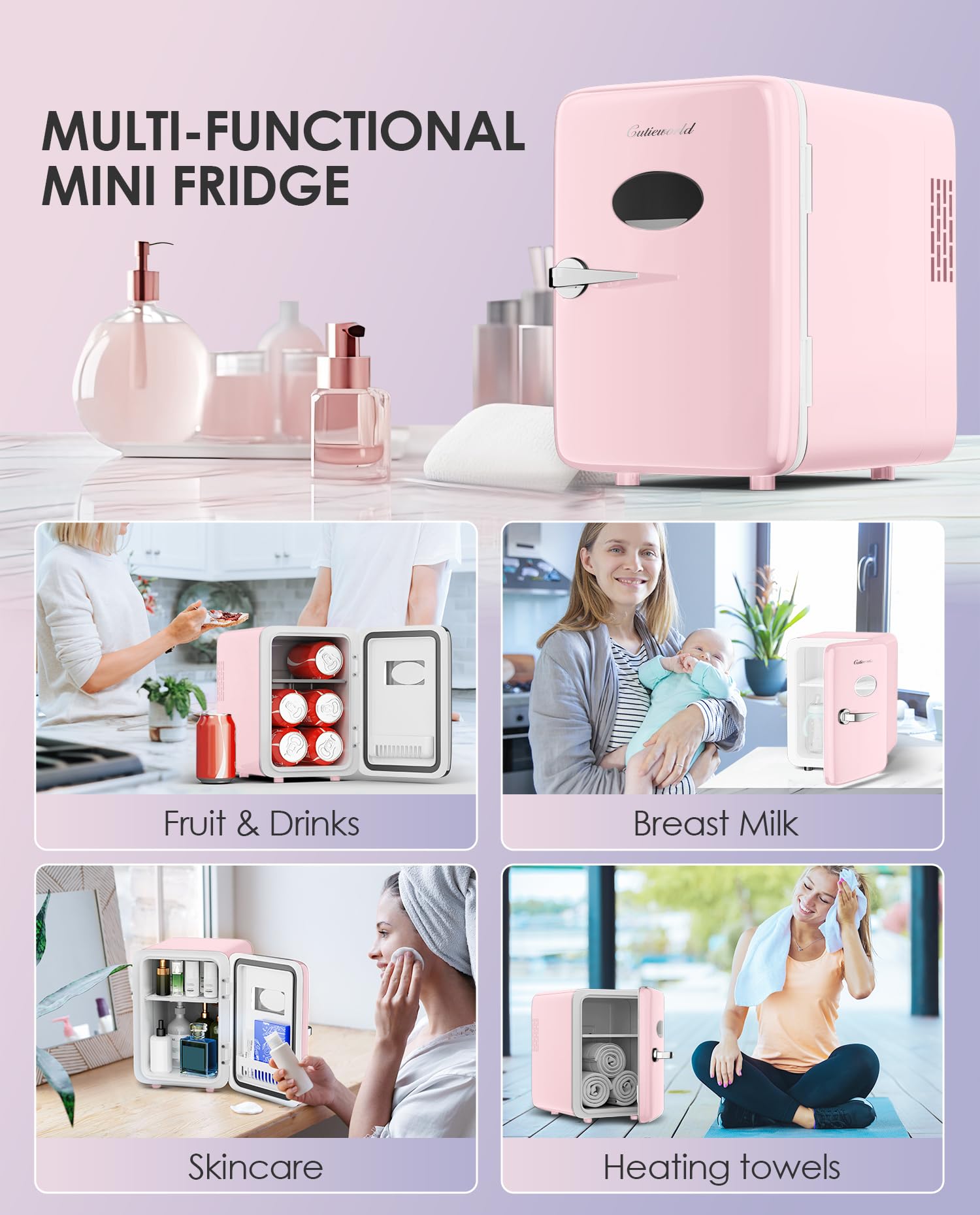 Skincare Fridge - Makeup Fridge for Refrigerating Skincare and Food, Mini Fridge Cooler and Warmer