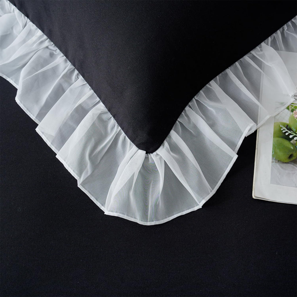 Girls Lace Bedding,Queen Comforter Cover Set, Chic Ruffled Duvet Cover with Lovely Bow,Princess Style 1 Duvet Cover with 2 Pillowcases, No Comforter-Hot Pink,Full Size