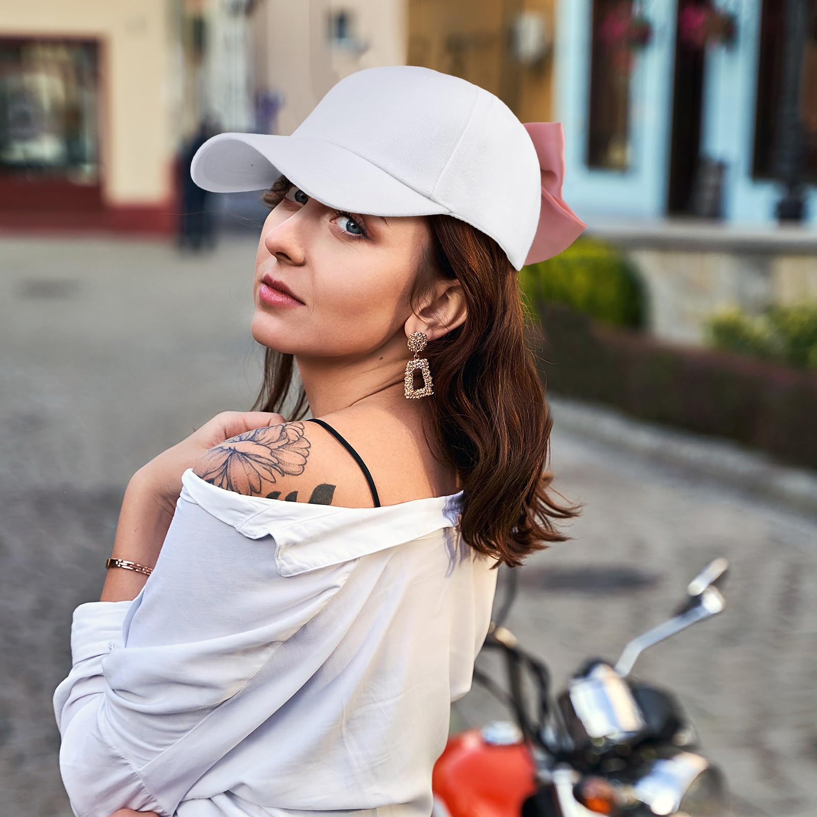 Coquette Bow-tie Summer Hat Ponytail Sun Hat Trucker Caps for Outdoor Sports Travel