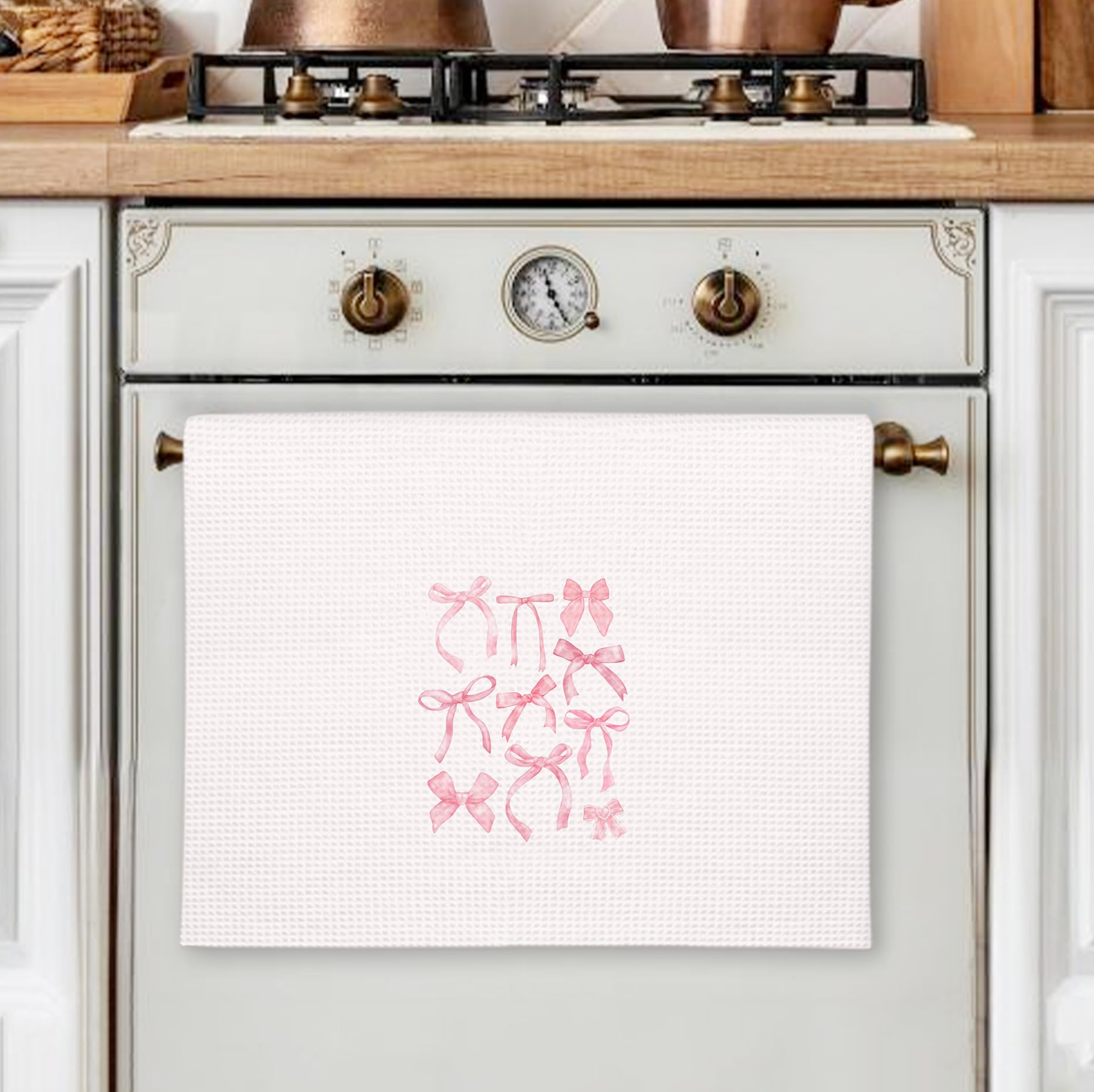 Girly Pink Bow Coquette Preppy Towel, 16x24 Inch