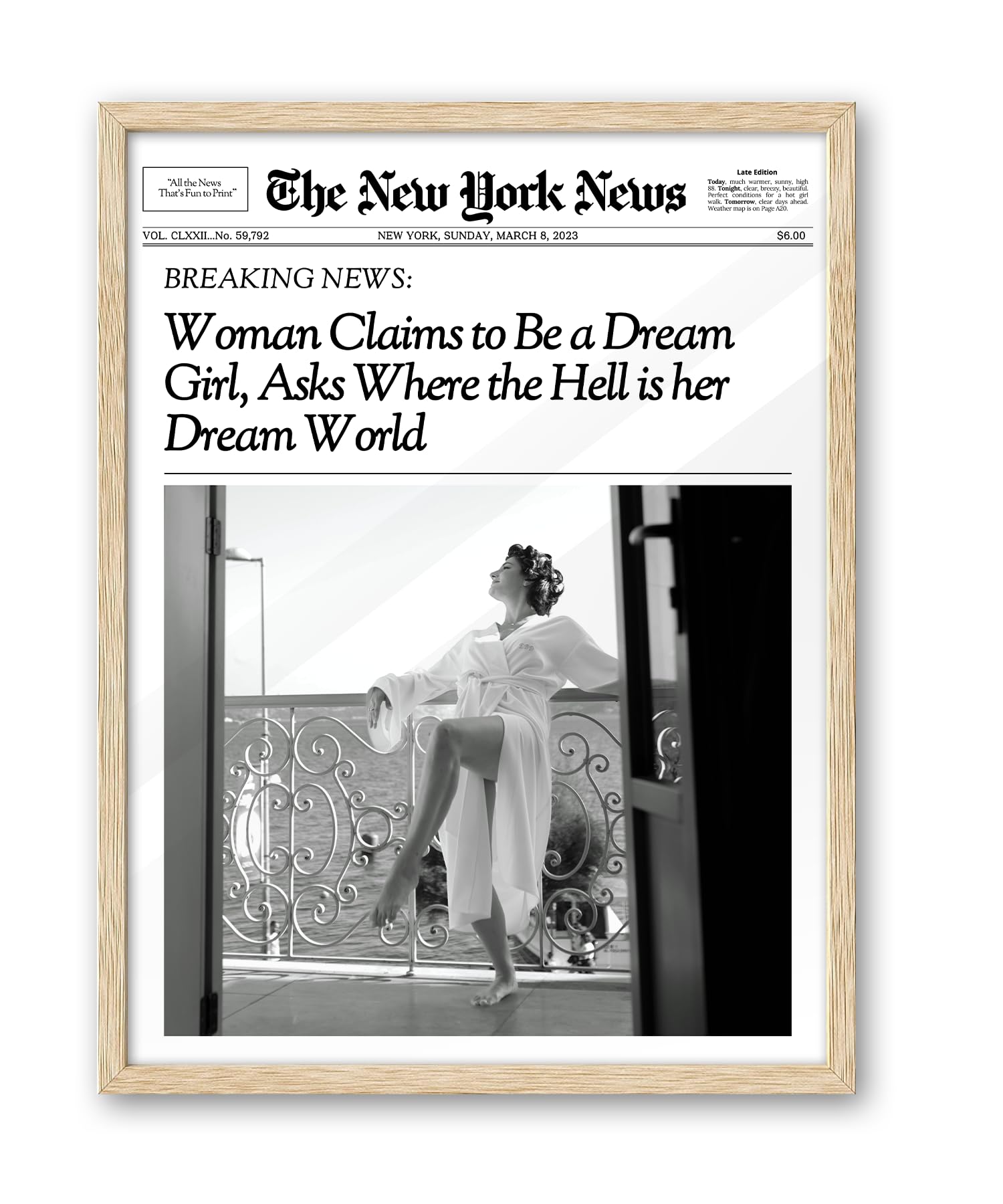 Trendy Retro Newspaper Headline Framed Wall Art, Poster Vintage Canvas Print