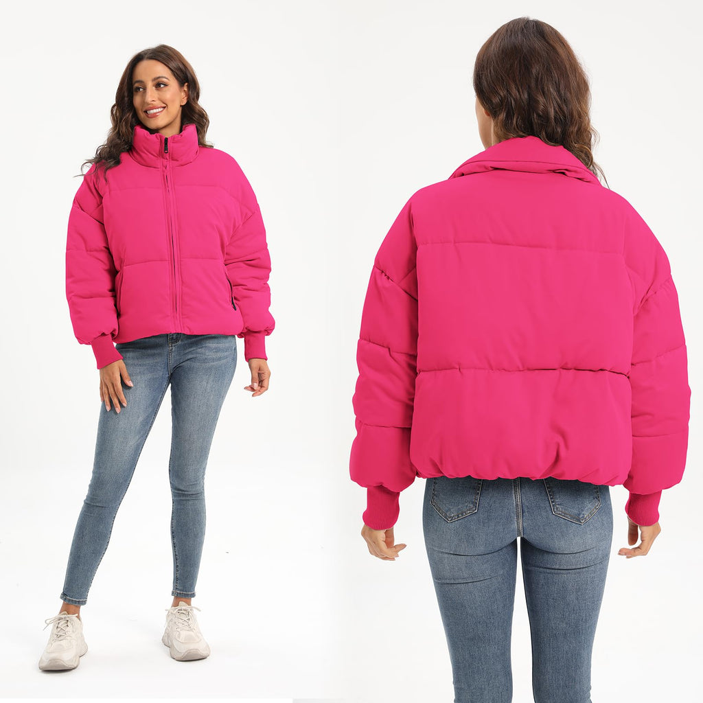 Women's Winter Baggy Zip Puffer jackets Short Down Jacket Coat