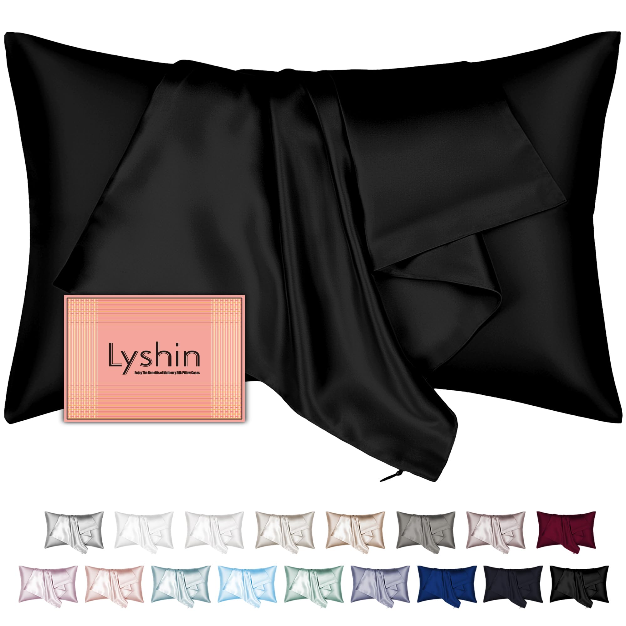 Silk Pillow Cases with Hidden Zipper, Ultra Smooth and Soft Breathable Cooling Silk Satin Pillowcase