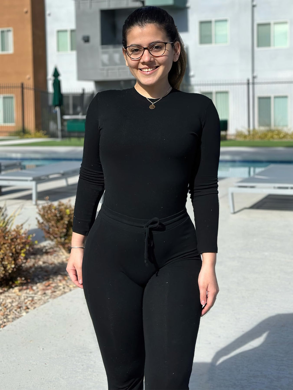 Two Piece Sets for Women Long Sleeve Tops Lounge Set Drawstring Wide Leg Pants Matching