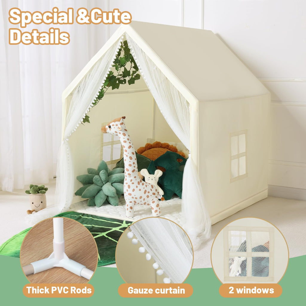 Kid Tent with Mat, Star Lights - Kids Play Tents for Toddlers Kids Tents Indoor Playhouse - Princess Tent for Girls Toy House