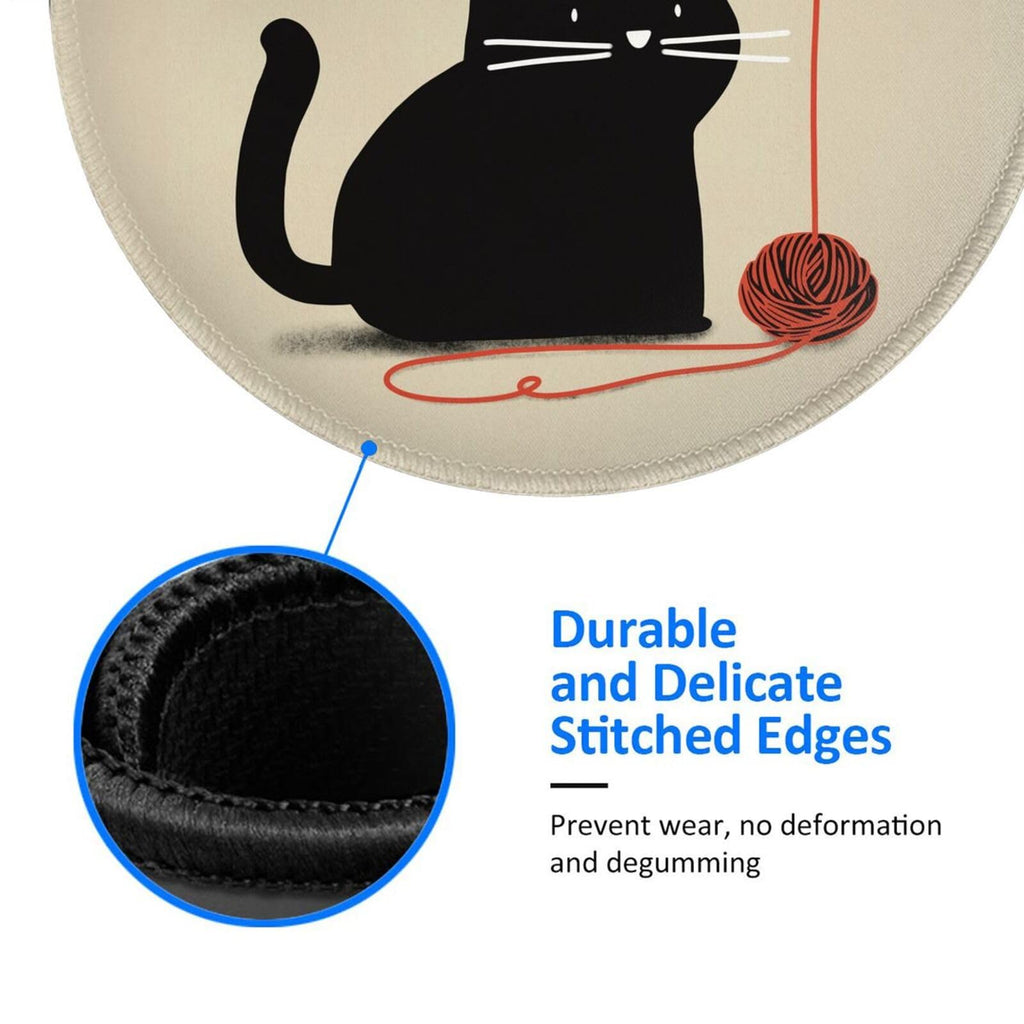 Round Mouse Pad Desk Top - Stitched Edges 8 X 8 Inch