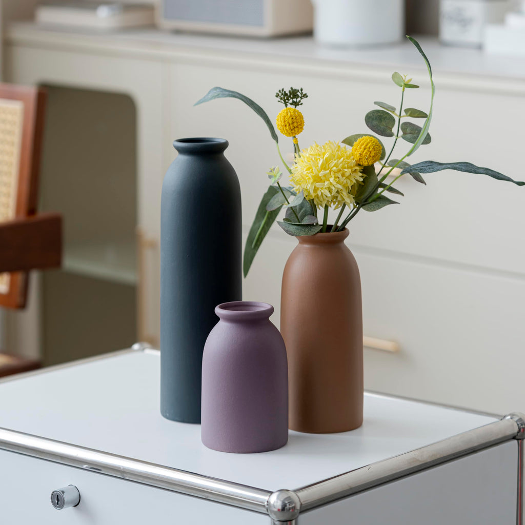 Tall Decorative Ceramic Vase Set, 3 Pieces