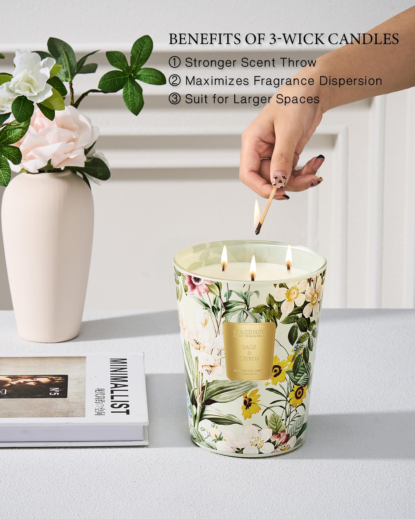 Large Soy Scented Candles, Non Toxic Natural Spring Candles 35oz 150 Hours Long Lasting Slow Burning