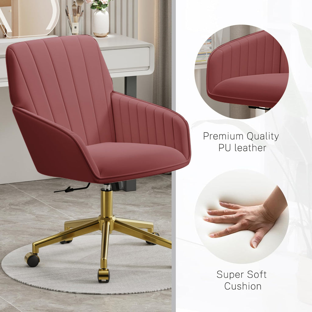 Velvet Modern Cute Chair with Back, Height Adjustable Upholstered Vanity Chair with Swivel Wheels
