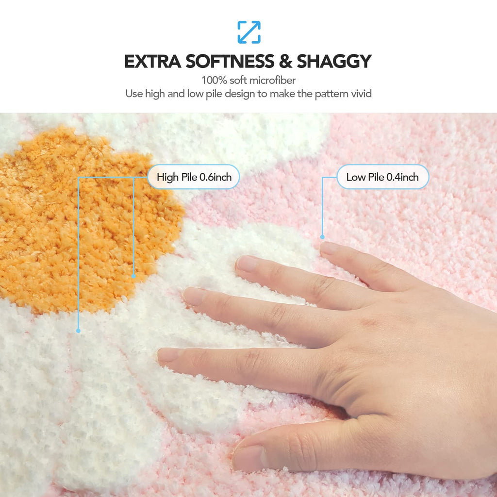 Ultra Soft Microfiber Shaggy Bathroom Mats, 17''x 25'', Extra Absorbent Bath Rugs, Machine Washable, Non-Slip Bathroom Carpet for Tub and Shower