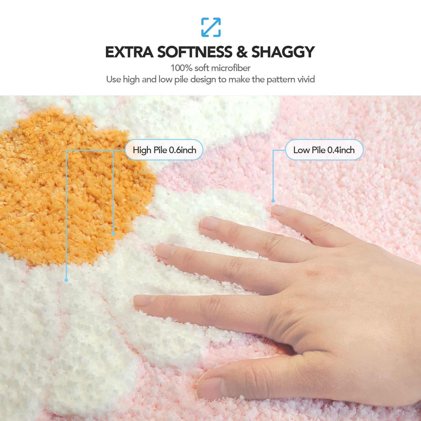 Ultra Soft Microfiber Shaggy Bathroom Mats, 17''x 25'', Extra Absorbent Bath Rugs, Machine Washable, Non-Slip Bathroom Carpet for Tub and Shower