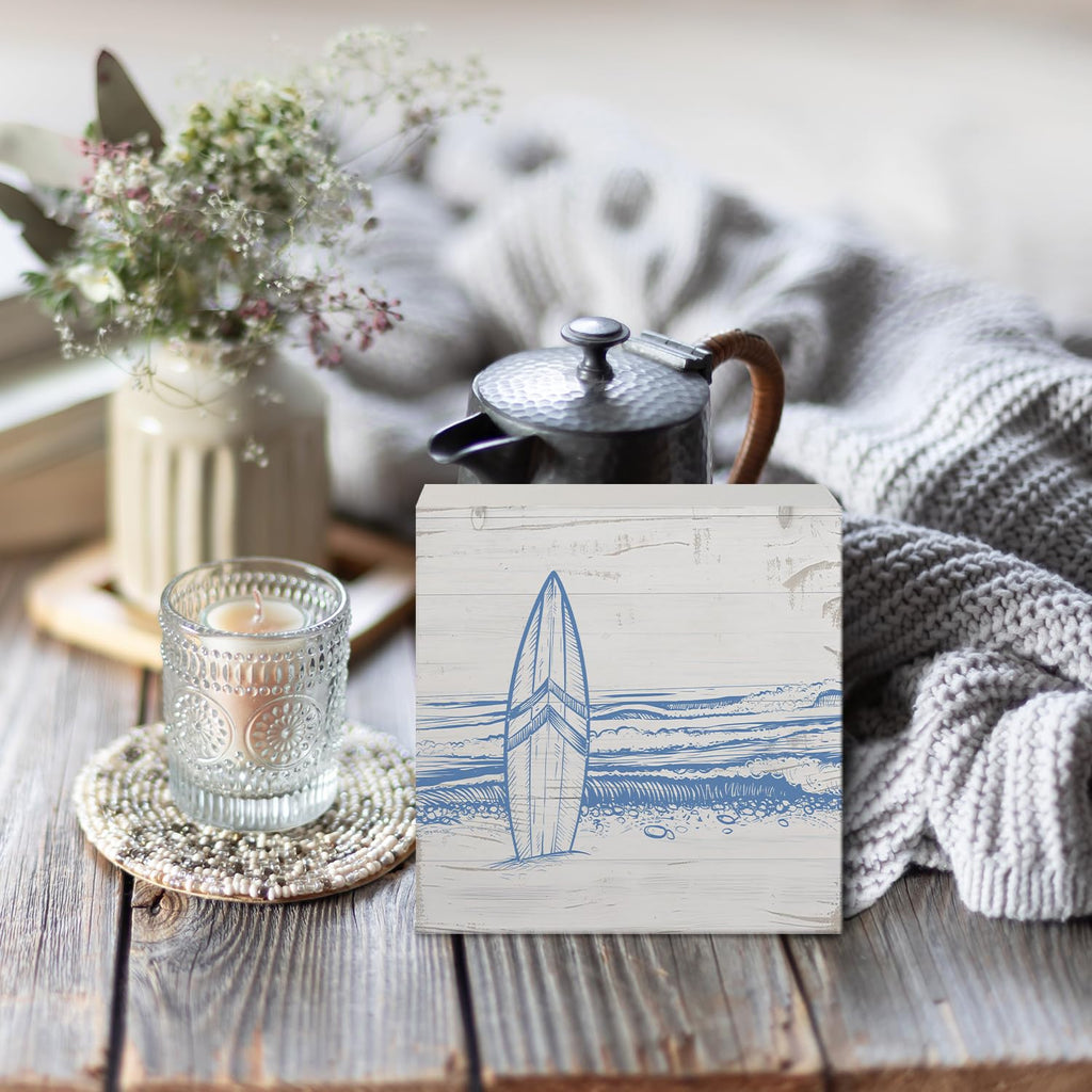 Coquette Pink Bow Champagne Wooden Box Sign, 5x5 Inch