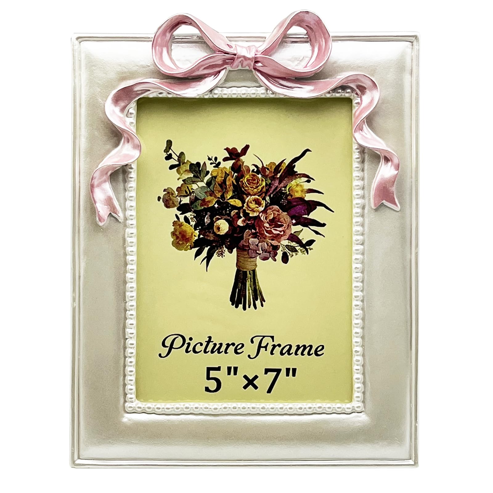 Vintage Picture Frame -  Antique Ornate Photo Frames with Glass Front, Ribbon Bow Design