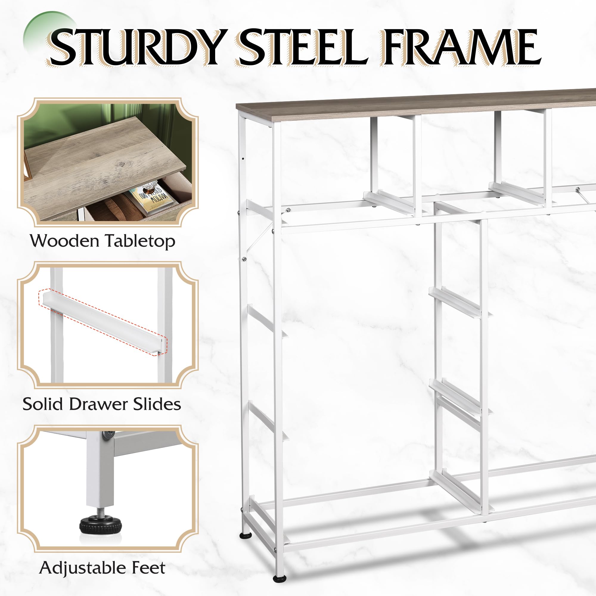 Drawer Fabric 9 Dresser â€?Tall Storage Tower with Bins, Steel Frame, and Wood Top