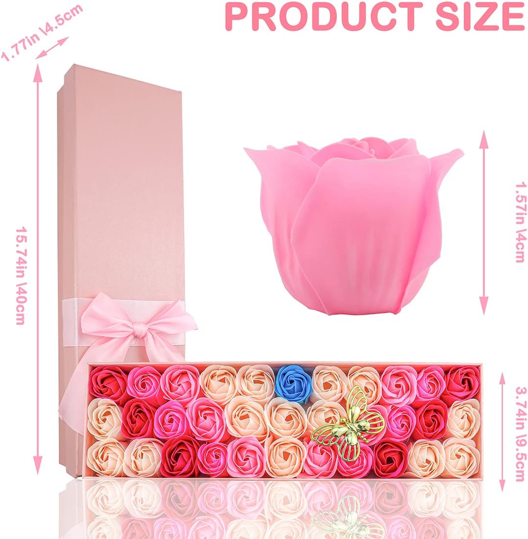 Floral Scented Bath Soap Rose Flower Petals, Plant Essential Oil Rose Soap Set 33 PCS