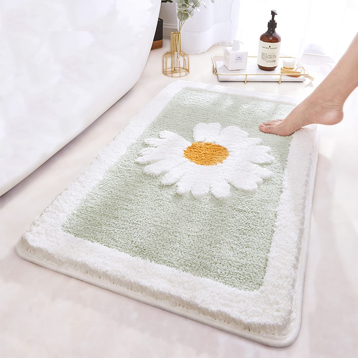 Ultra Soft Microfiber Shaggy Bathroom Mats, 17''x 25'', Extra Absorbent Bath Rugs, Machine Washable, Non-Slip Bathroom Carpet for Tub and Shower