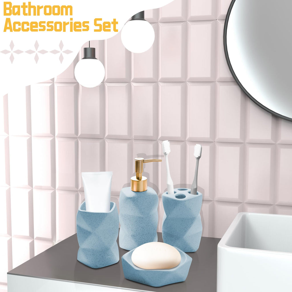 Ceramic Bathroom Accessories Set, Soap Dispenser, Toothbrush Holders, Tumbler, Soap Dish
