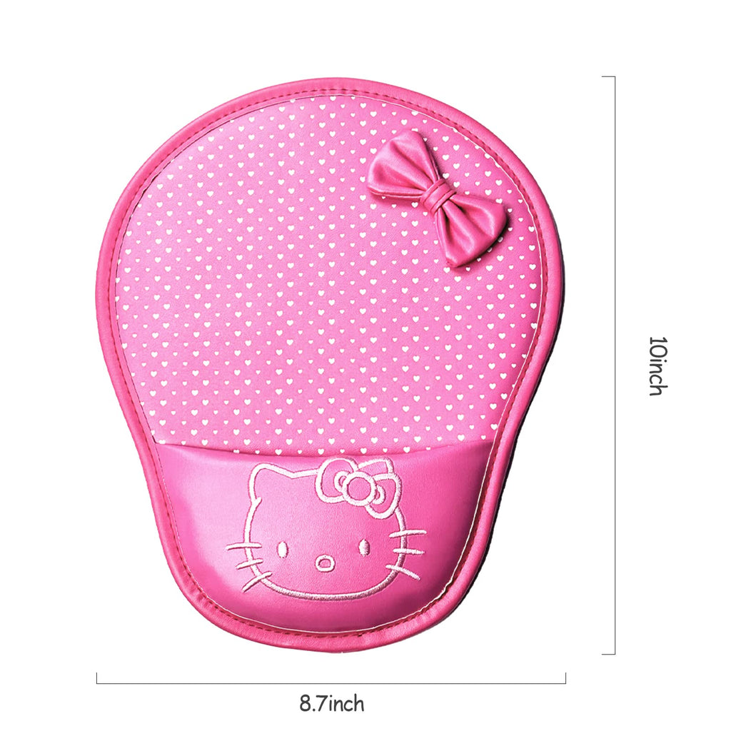 Hello Kitty Mouse Pad Wrist Protected Computer PU Leather Wrist Rest Mouse Pad Mat (Pink)