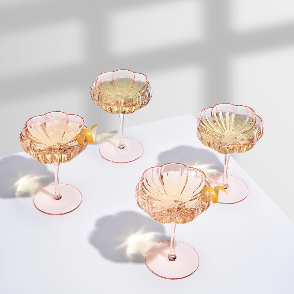Flower Shape Modern Wavy Glass- Set of 4