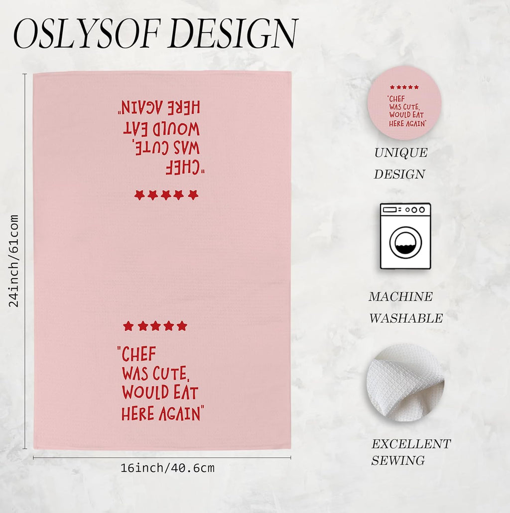 Pink Chef was Cute Would Eat Here Again Kitchen Towels, 16x24 Inch