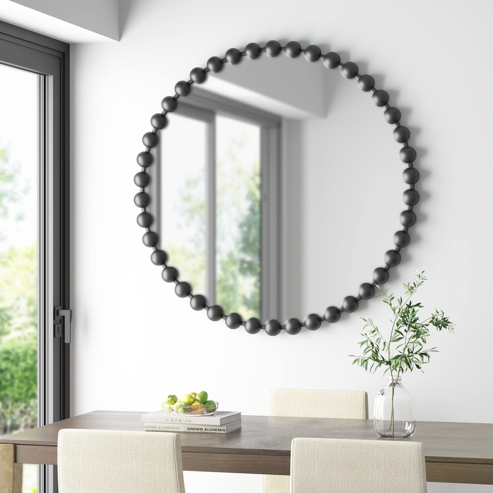 Metal Spherical Frame Round Mirror 36" Diameter