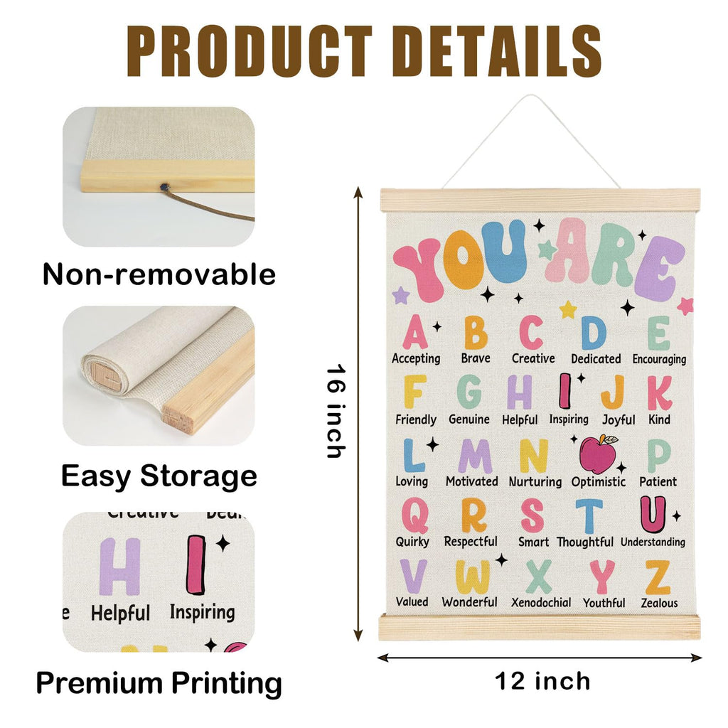 Coquette Teacher Wall Decor - Preppy Teacher Wall Art with Wooden Poster Hanger, for Office & Classroom, 12x16 Inch