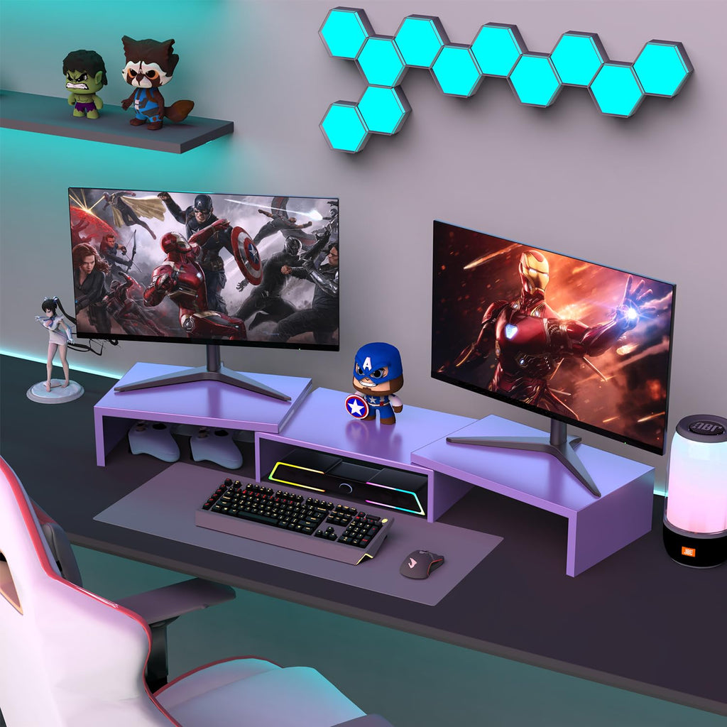 Dual Monitor Stand for Desk, Metal Monitor Riser, Office Supplies and Accessories