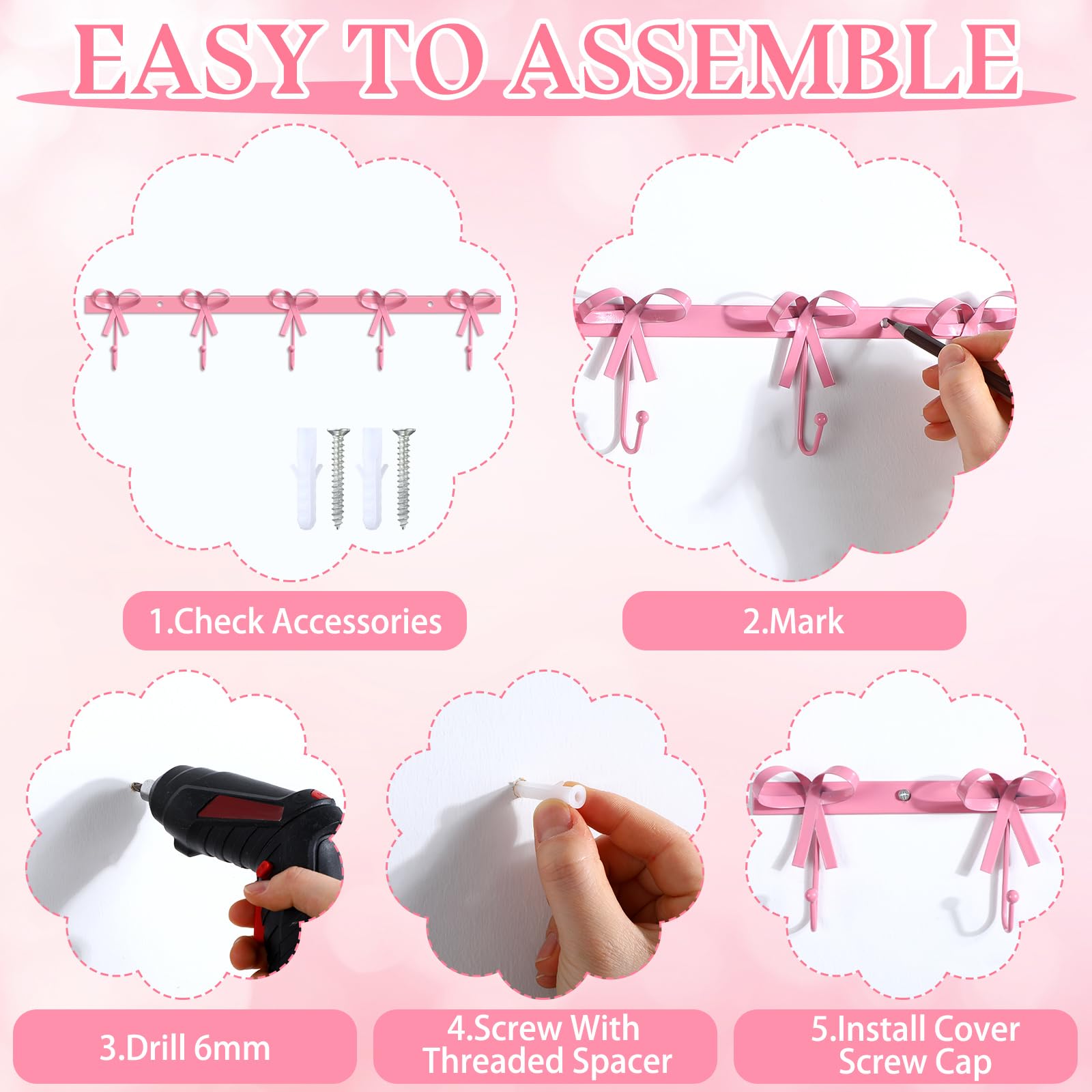 Five Bow Wall Hook Hanger for Robes Coat Hat Knot Bow Hooks Brass Wall Decorative Hooks