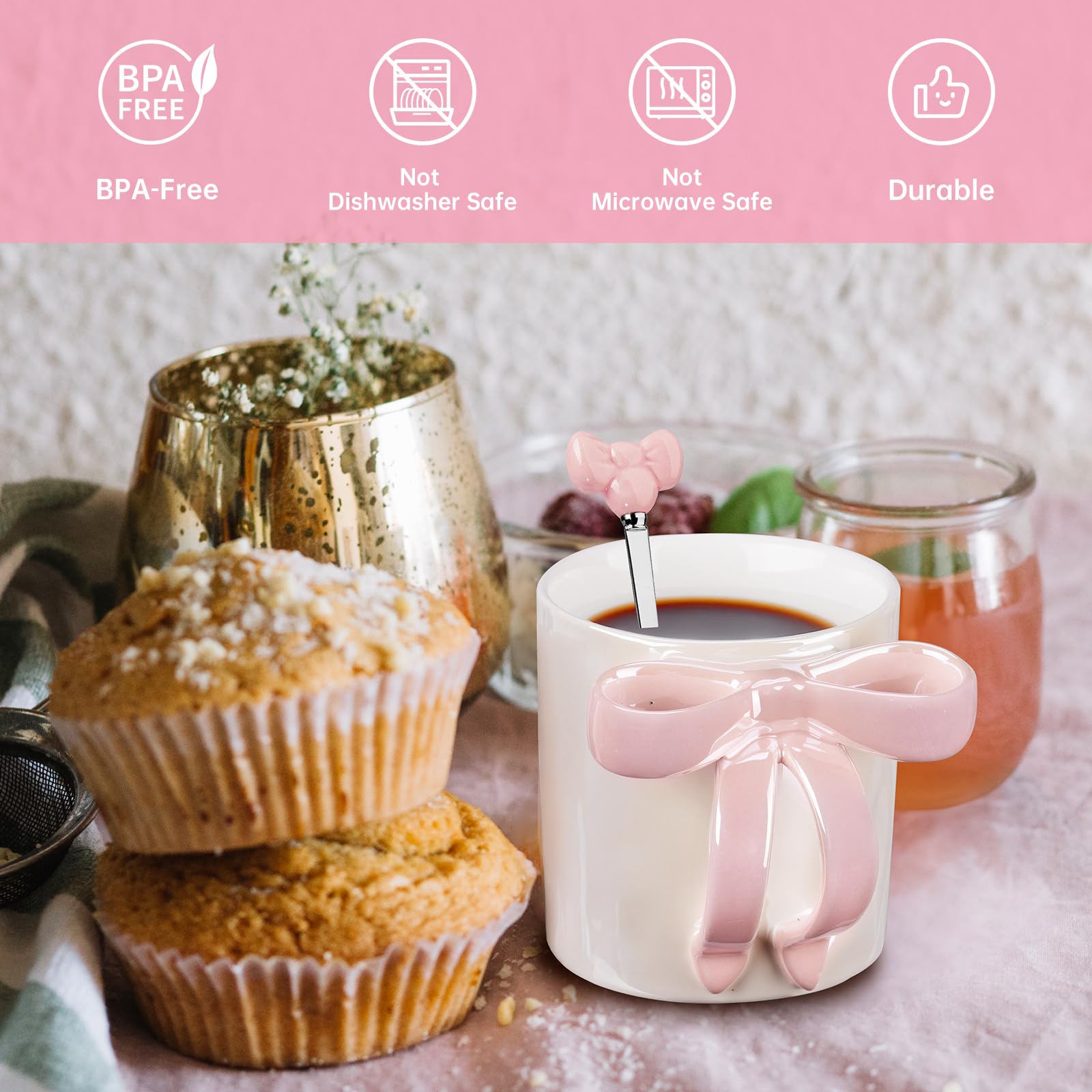 Ceramic Bow Handle Mug, Electroplated Finish with Shimmering Starry Glow, High-Temperature Fired for Durability 12OZ