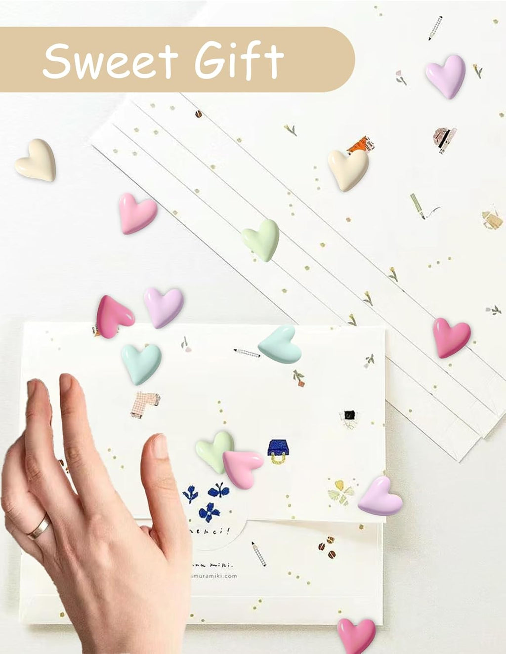 New 24PCS Fridge Magnets Cute Love Heart Refrigerator Magnets, Decorative Magnets