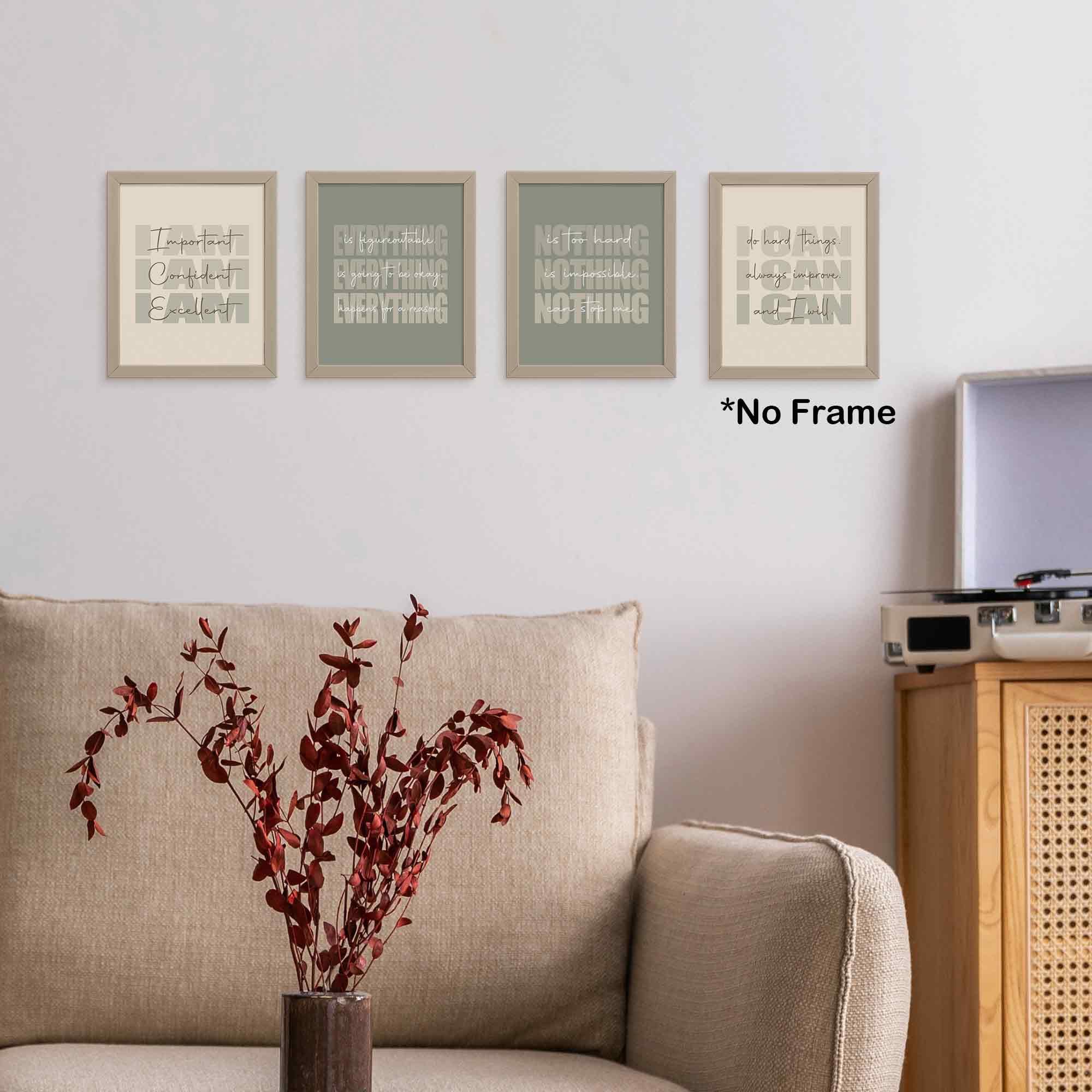 Set of 4 Inspirational Posters â€?Motivational Wall Art for Teen Girls & Women (8x10)