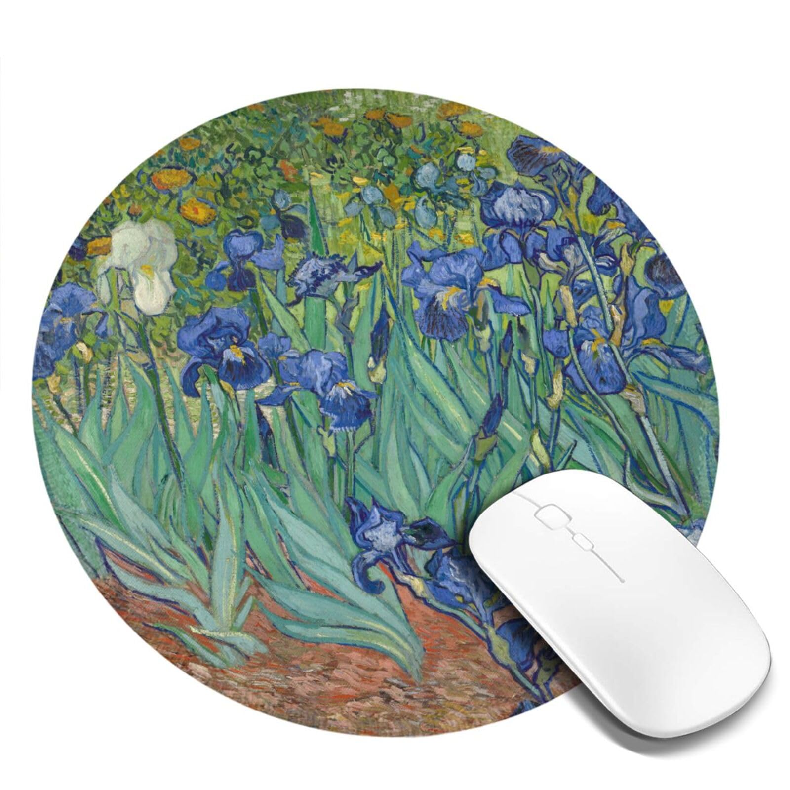 Round Mouse Pad Desk Top - Stitched Edges 8 X 8 Inch