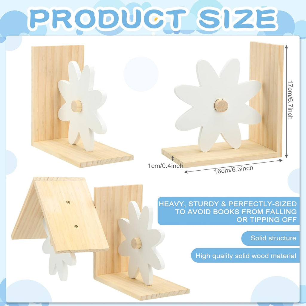 Daisy Wooden Bookends 2 Pcs