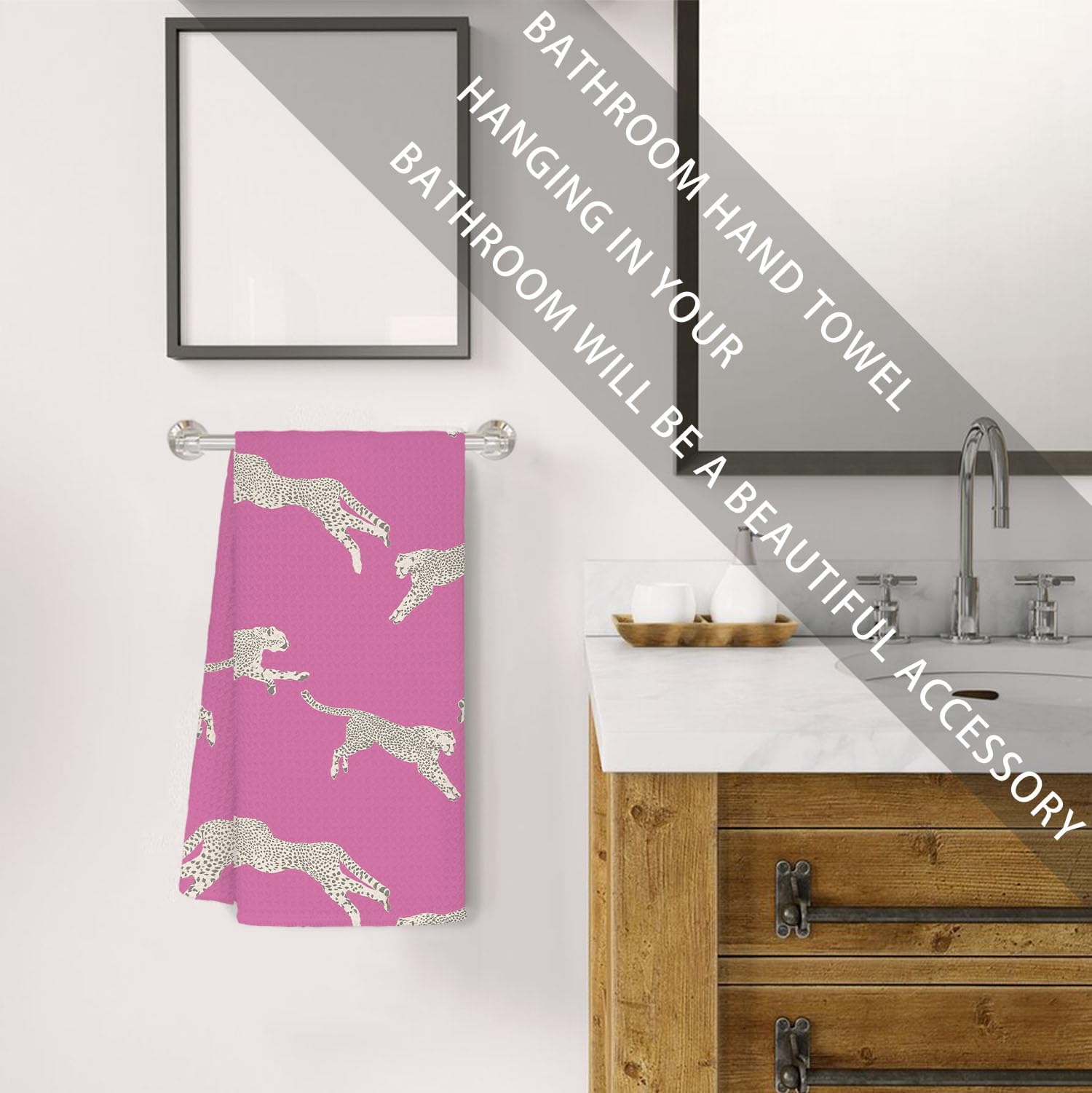 Retro Bathroom Kitchen Decor, Preppy Hand Dish Tea Towels 16×24 Inch