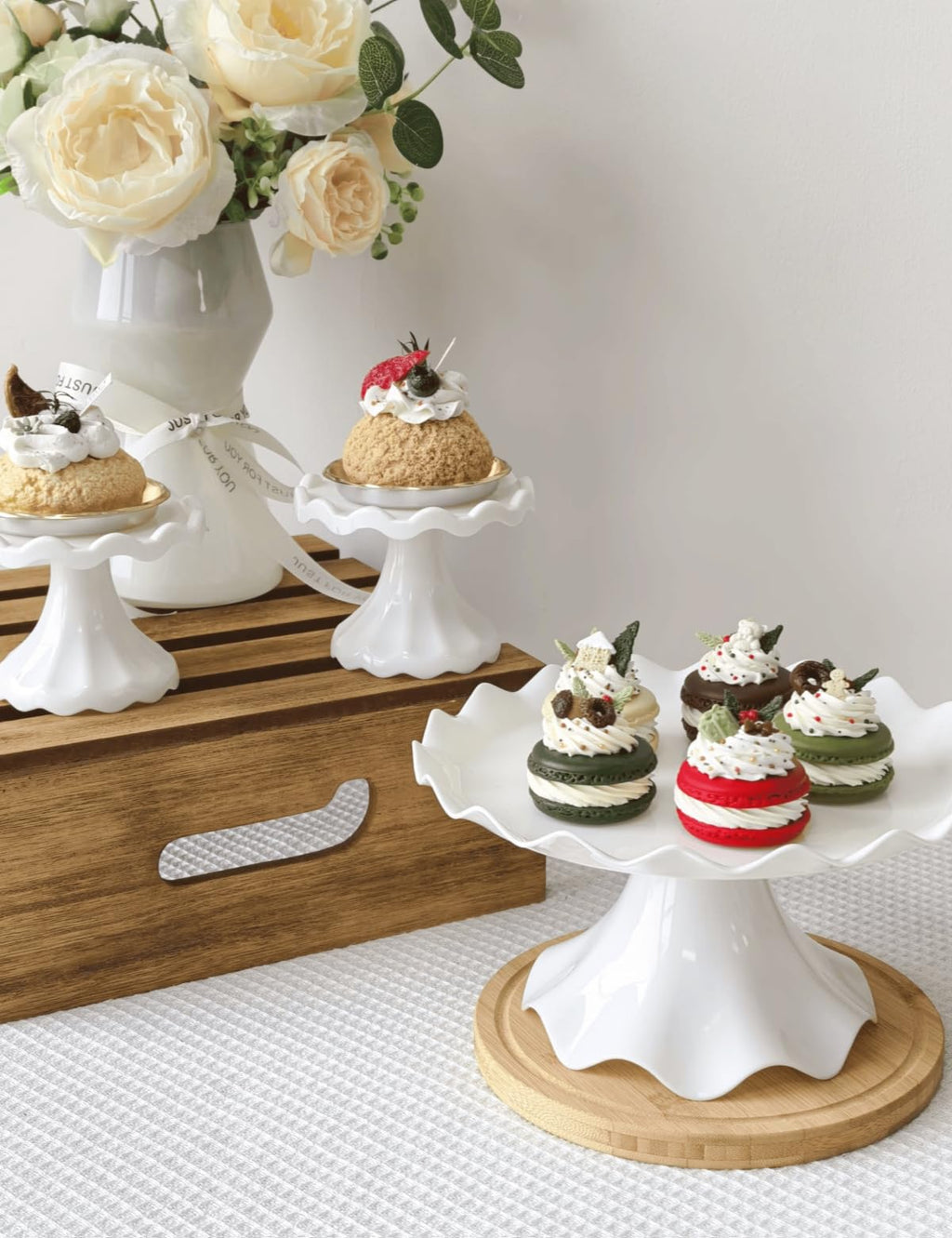 Cake Stand Set, Laced Cake Stand, Mini Cupdake Holder 3 Pcs
