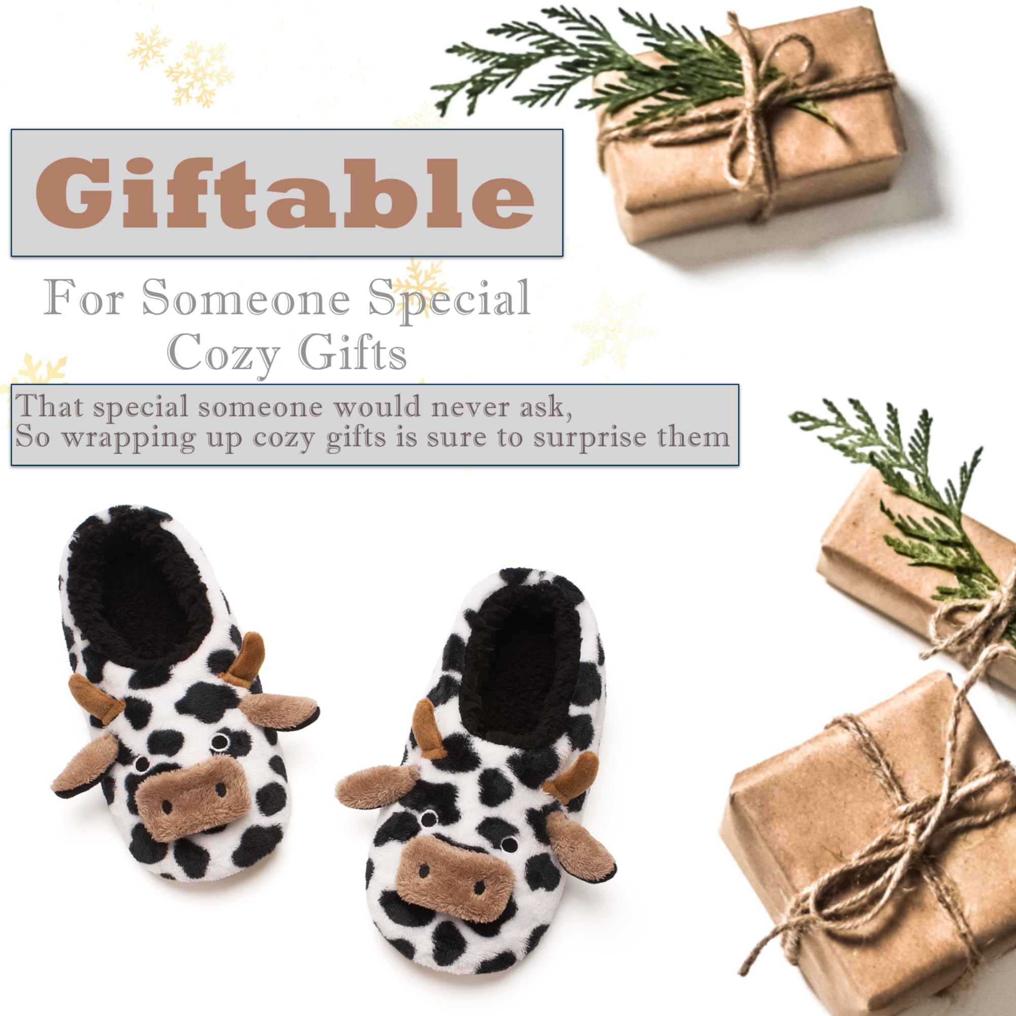 Cute Animal House Slippers - Fuzzy Warm Bedroom Slipper Socks Non-Slip Grippers