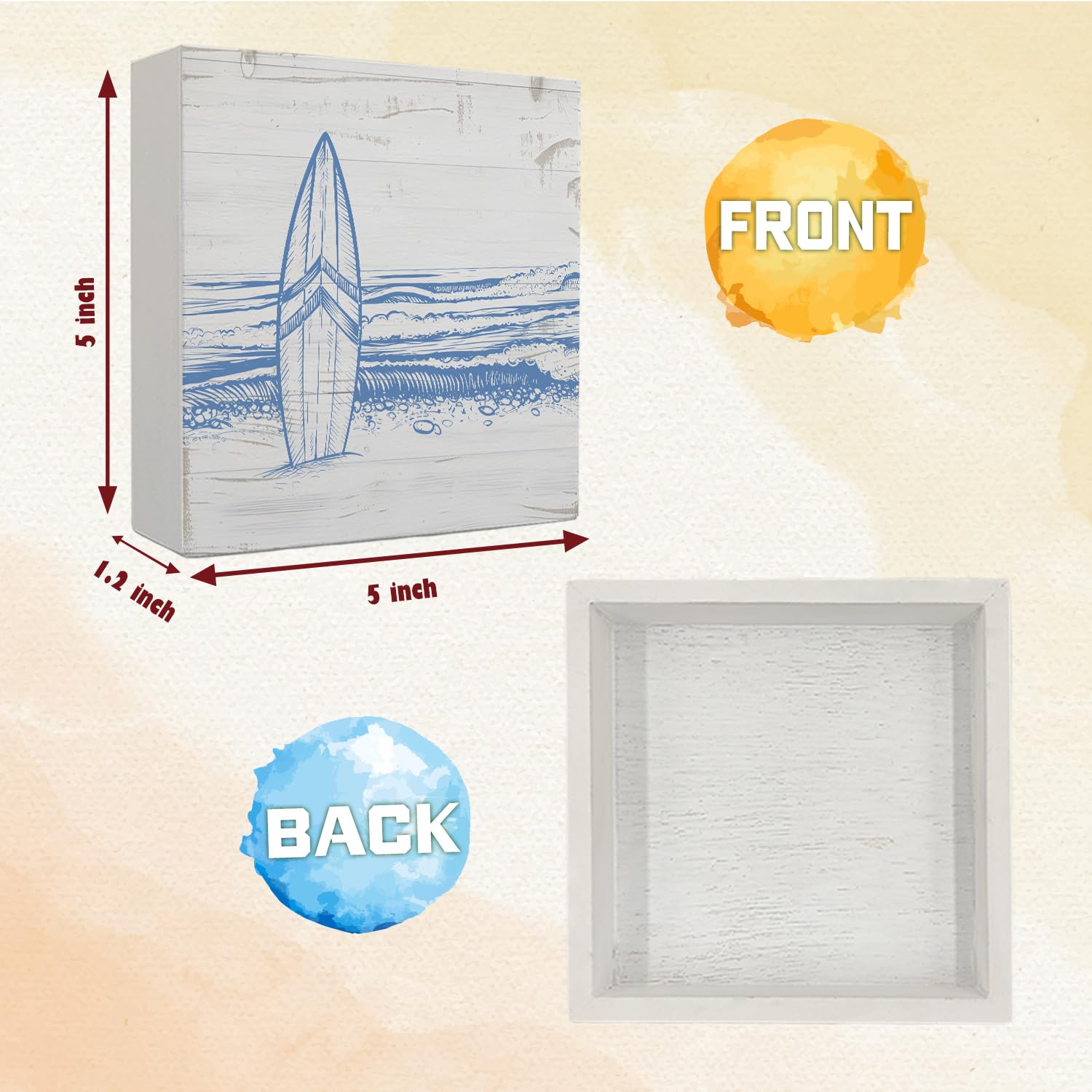 Coquette Pink Bow Champagne Wooden Box Sign, 5x5 Inch