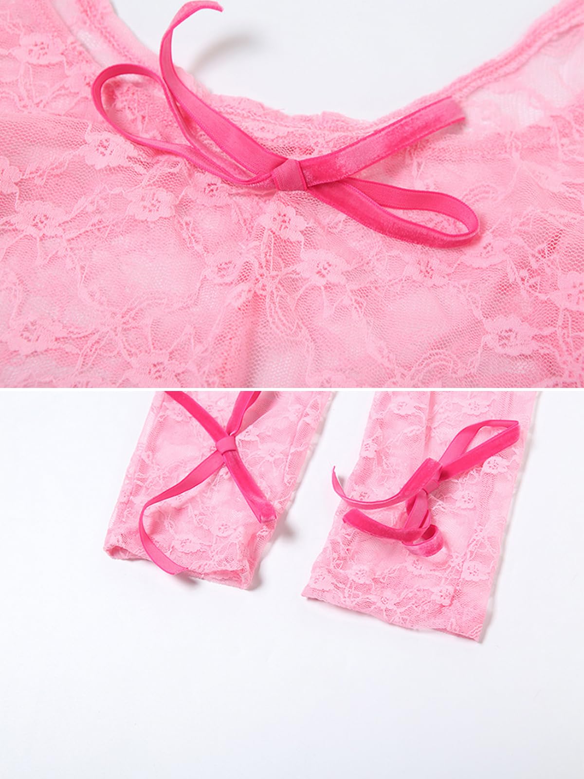 Sexy Sheer Outfits for Women Lace Long Sleeve U Neck Bodycon Jumpsuit Streetwear Rompers