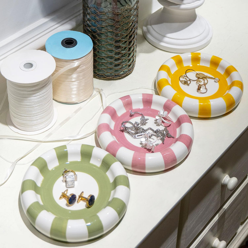 Jewelry Tray Trinket Dish,Cute Round Ceramic Decorative Ring Holder