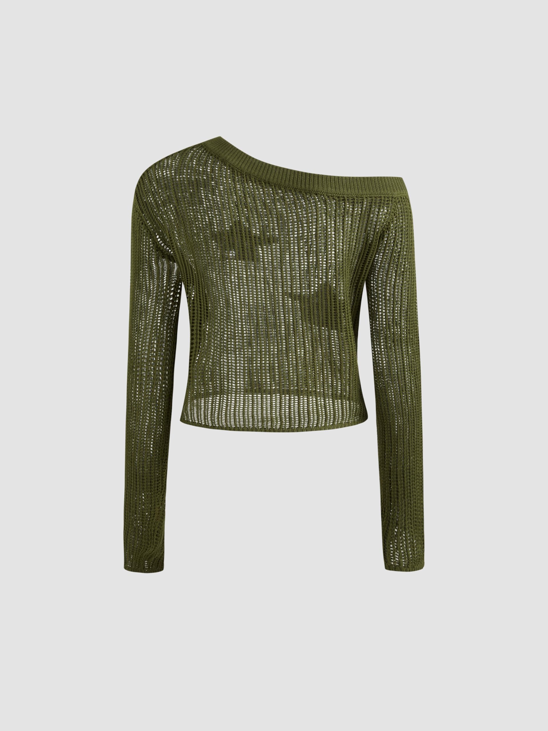 Women's CIDER Asymmetrical Neck Star Pattern Long Sleeve Sweater