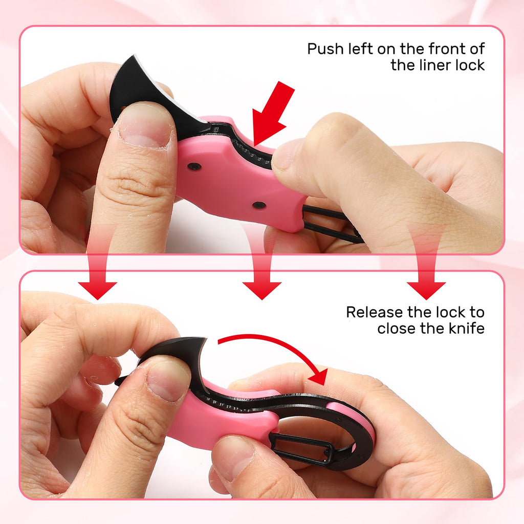 Folding Pocket Utility Knife,1.34''Blade Small EDC Knife,Pink Pocket Knife