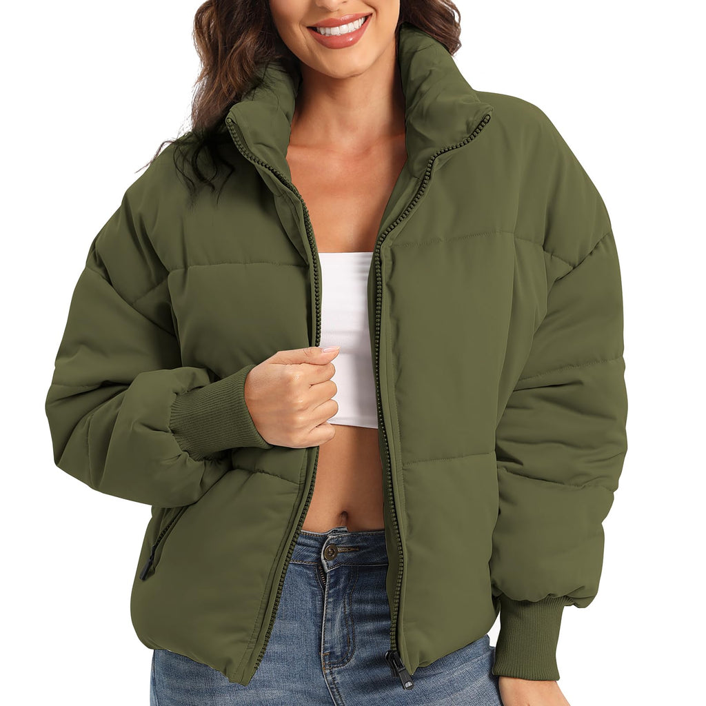 Women's Winter Baggy Zip Puffer jackets Short Down Jacket Coat
