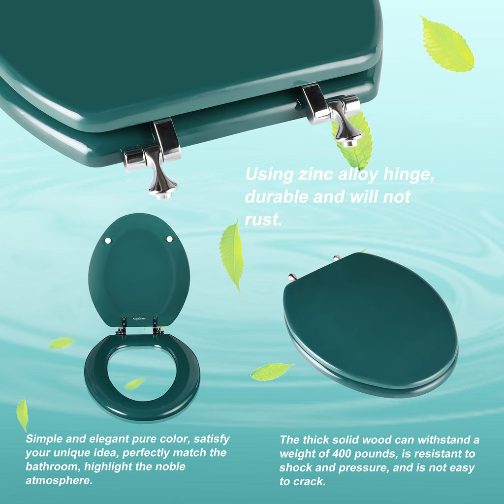 Round Toilet Seat Natural Wood Toilet Seat with Zinc Alloy Hinges, Easy to Install also Easy to Clean, Scratch Resistant